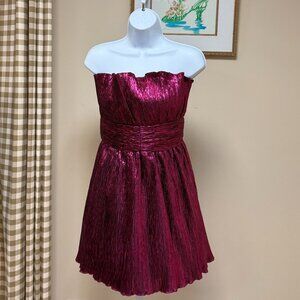 Pleated Ruffle Magenta Mini Dress
